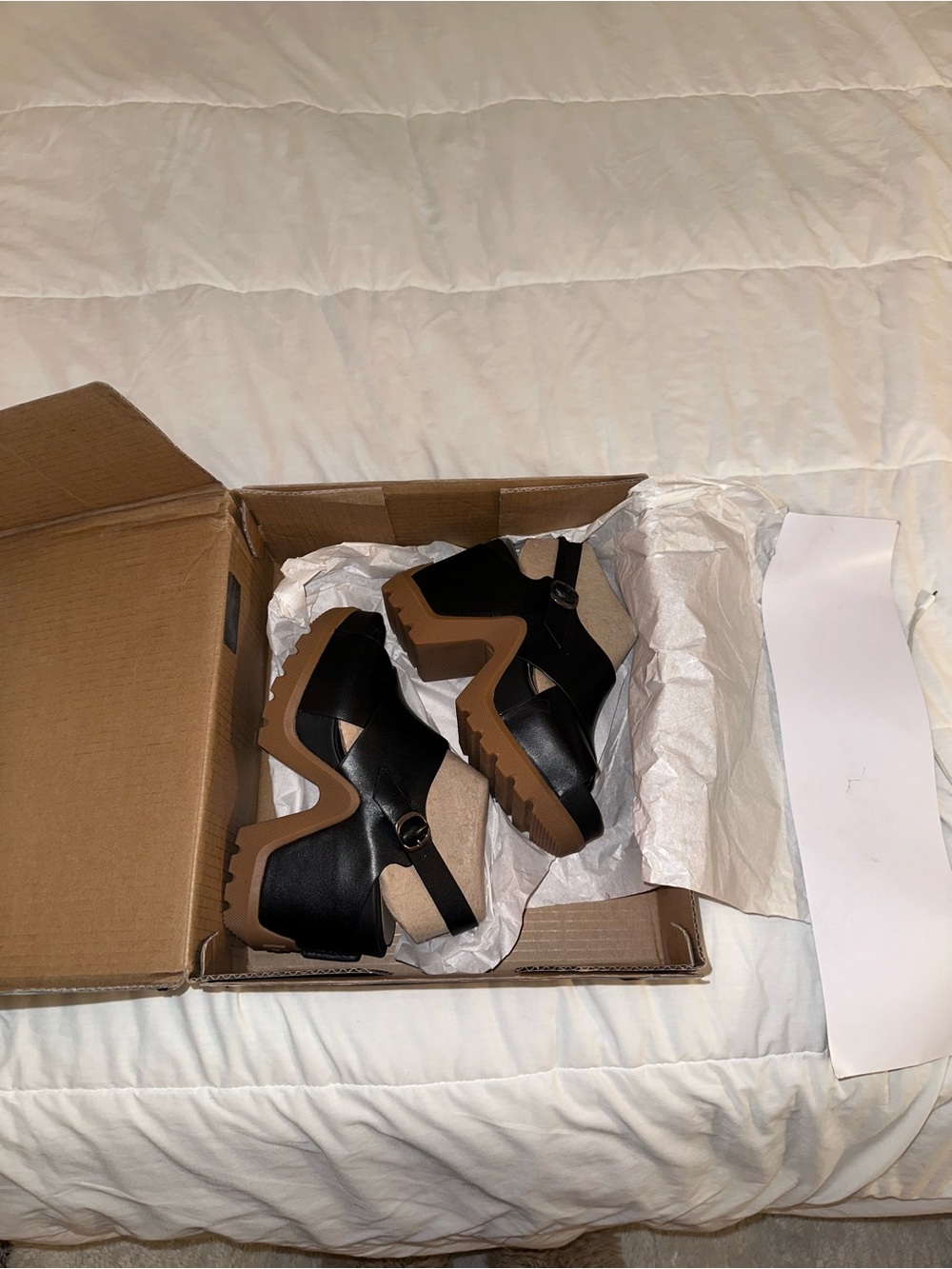 Black and Brown Platform Sandals with Chunky Sole
